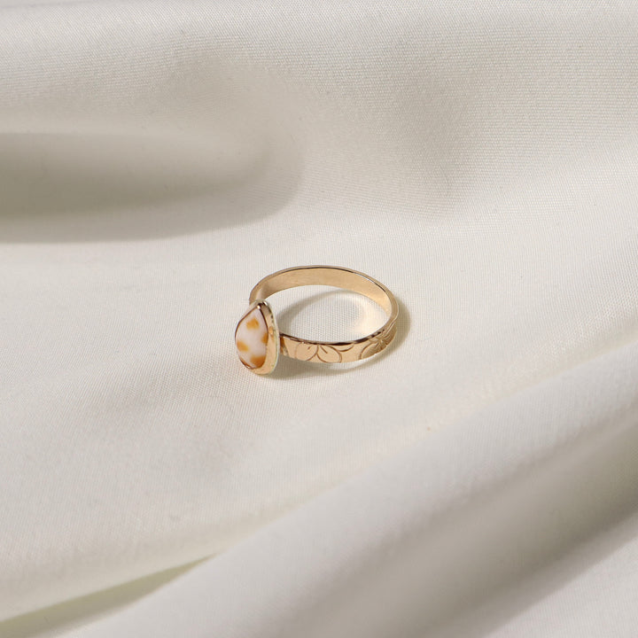 Shell Plumeria Ring - Size 9.5