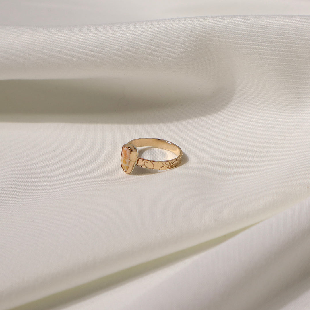 Shell Plumeria Ring - Size 8.5