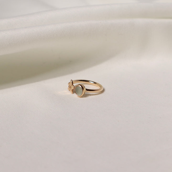 Seaglass Plumeria Cuff Ring - Size 5