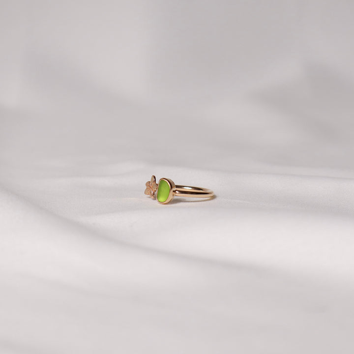 Seaglass Plumeria Cuff Ring - Size 9