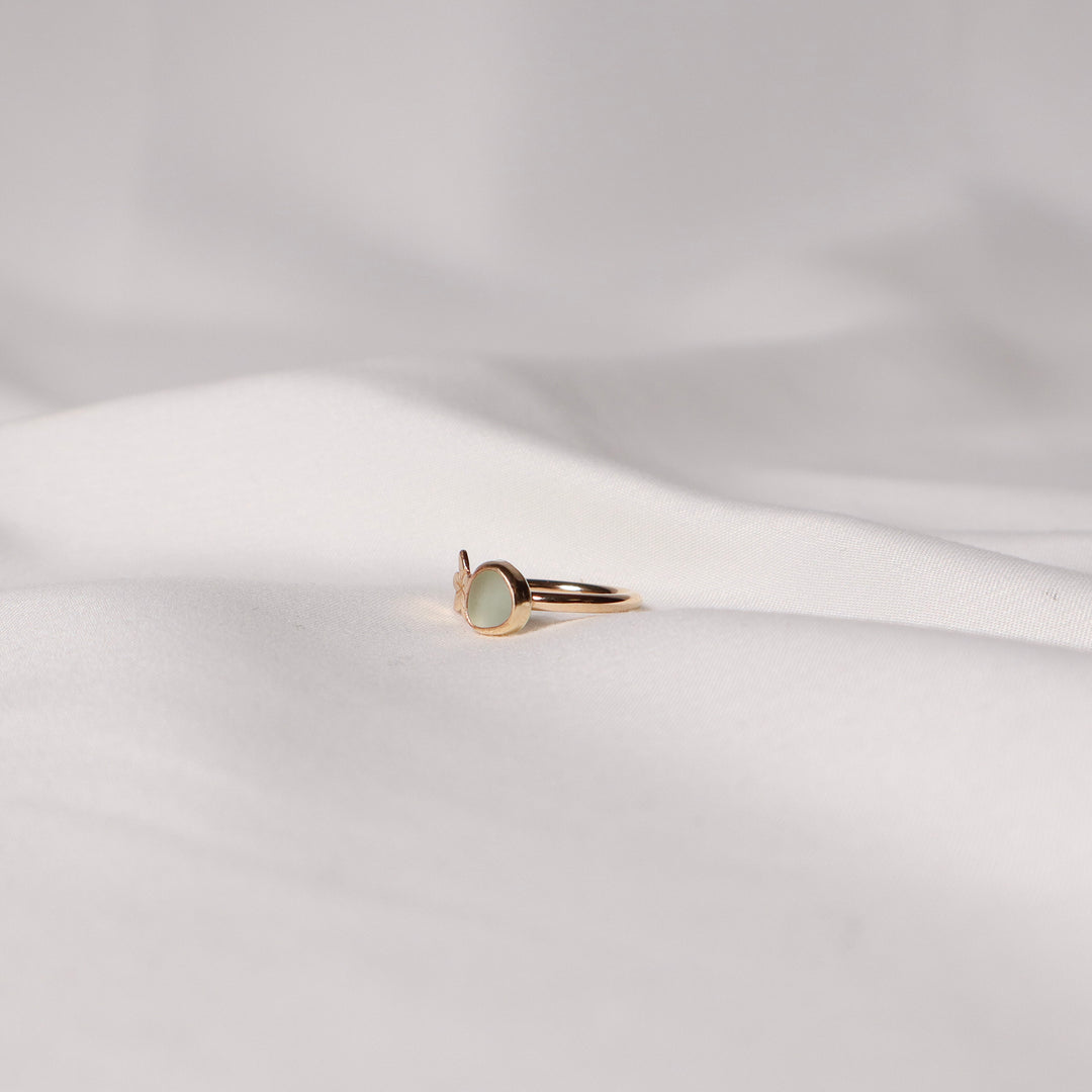 Seaglass Plumeria Cuff Ring - Size 5.5