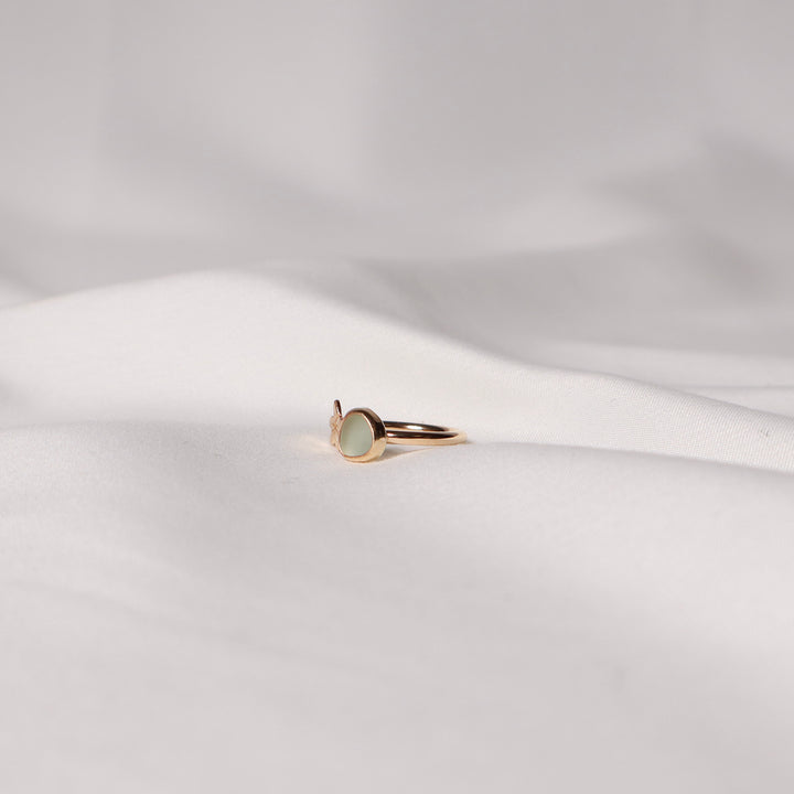 Seaglass Plumeria Cuff Ring - Size 5.5