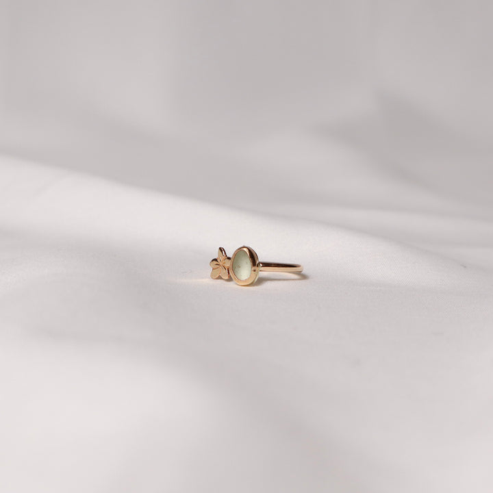 Seaglass Plumeria Cuff Ring - Size 7.5