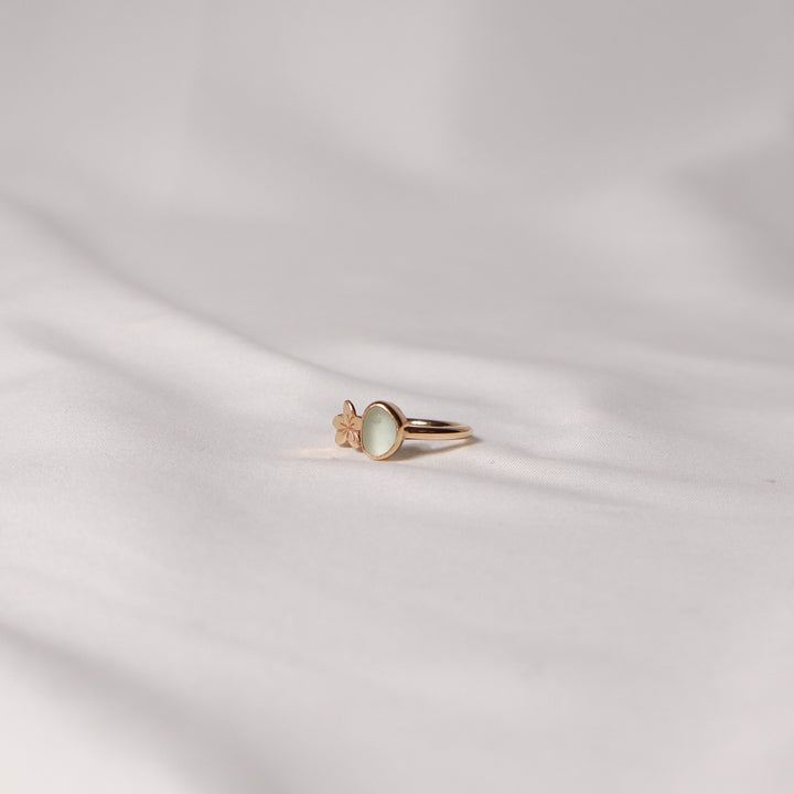 Seaglass Plumeria Cuff Ring - Size 7