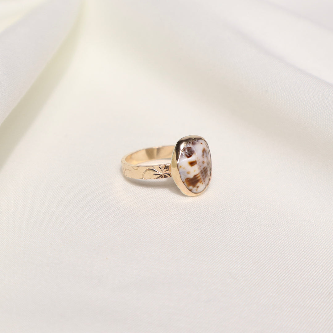 Shell Plumeria Ring - Size 6.5
