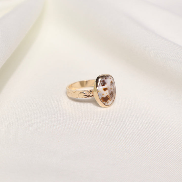 Shell Plumeria Ring - Size 6.5