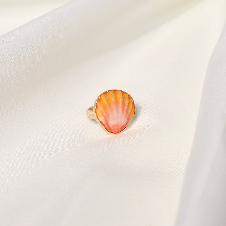 Sunrise Shell Plumeria Ring - Size 4