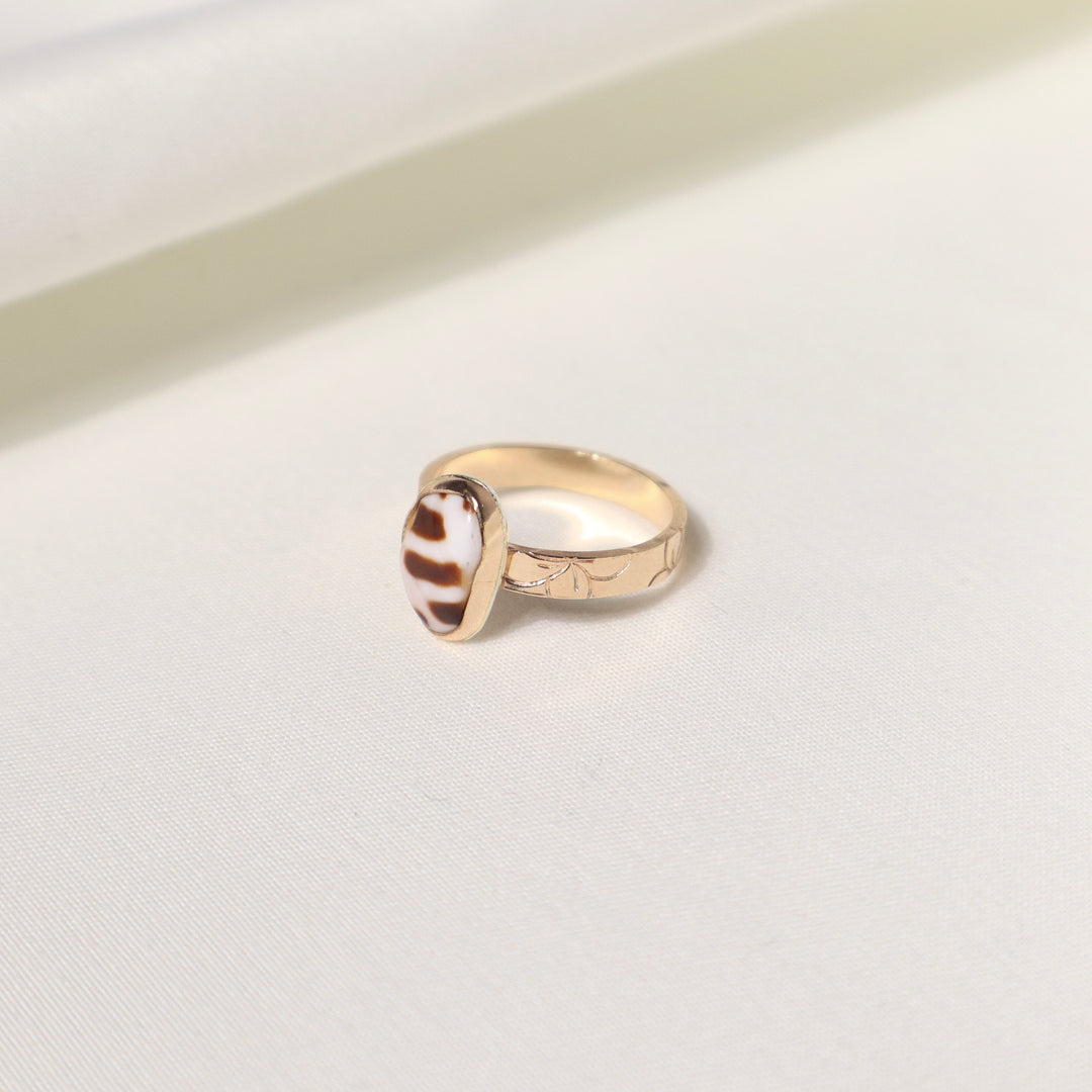 Shell Plumeria Ring - Size 6