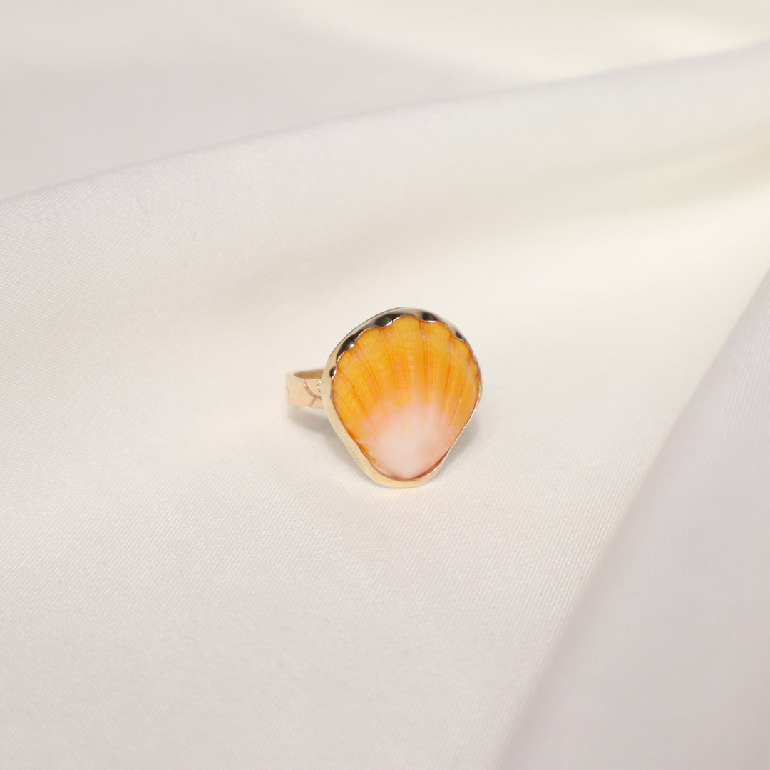 Sunrise Shell Plumeria Ring - Size 9