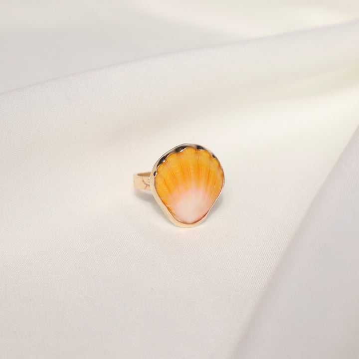 Sunrise Shell Plumeria Ring - Size 9