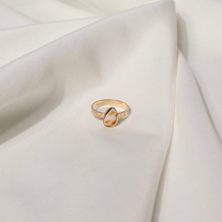 Shell Plumeria Ring - Size 9.5
