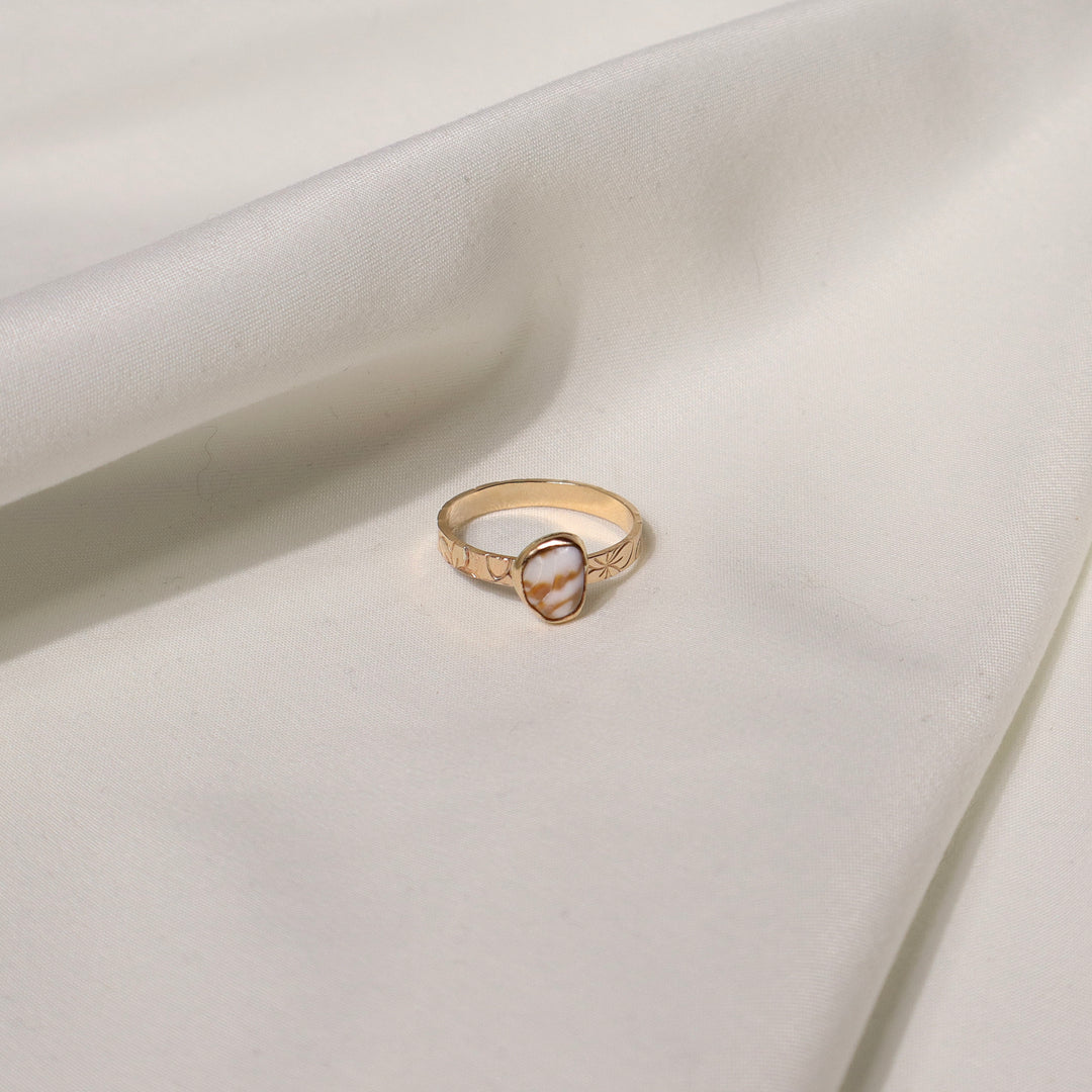 Shell Plumeria Ring - Size 10.5