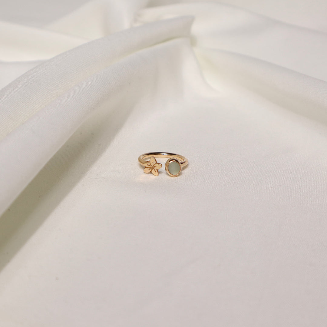 Seaglass Plumeria Cuff Ring - Size 5