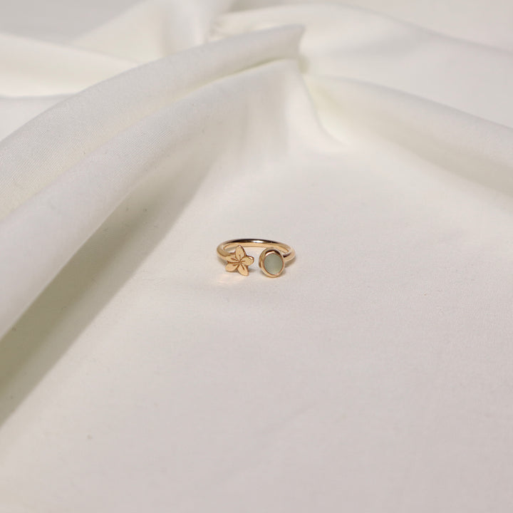 Seaglass Plumeria Cuff Ring - Size 5