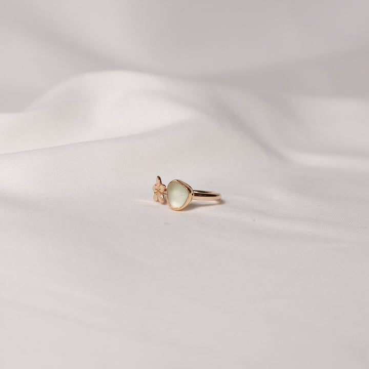 Seaglass Plumeria Cuff Ring - Size 4