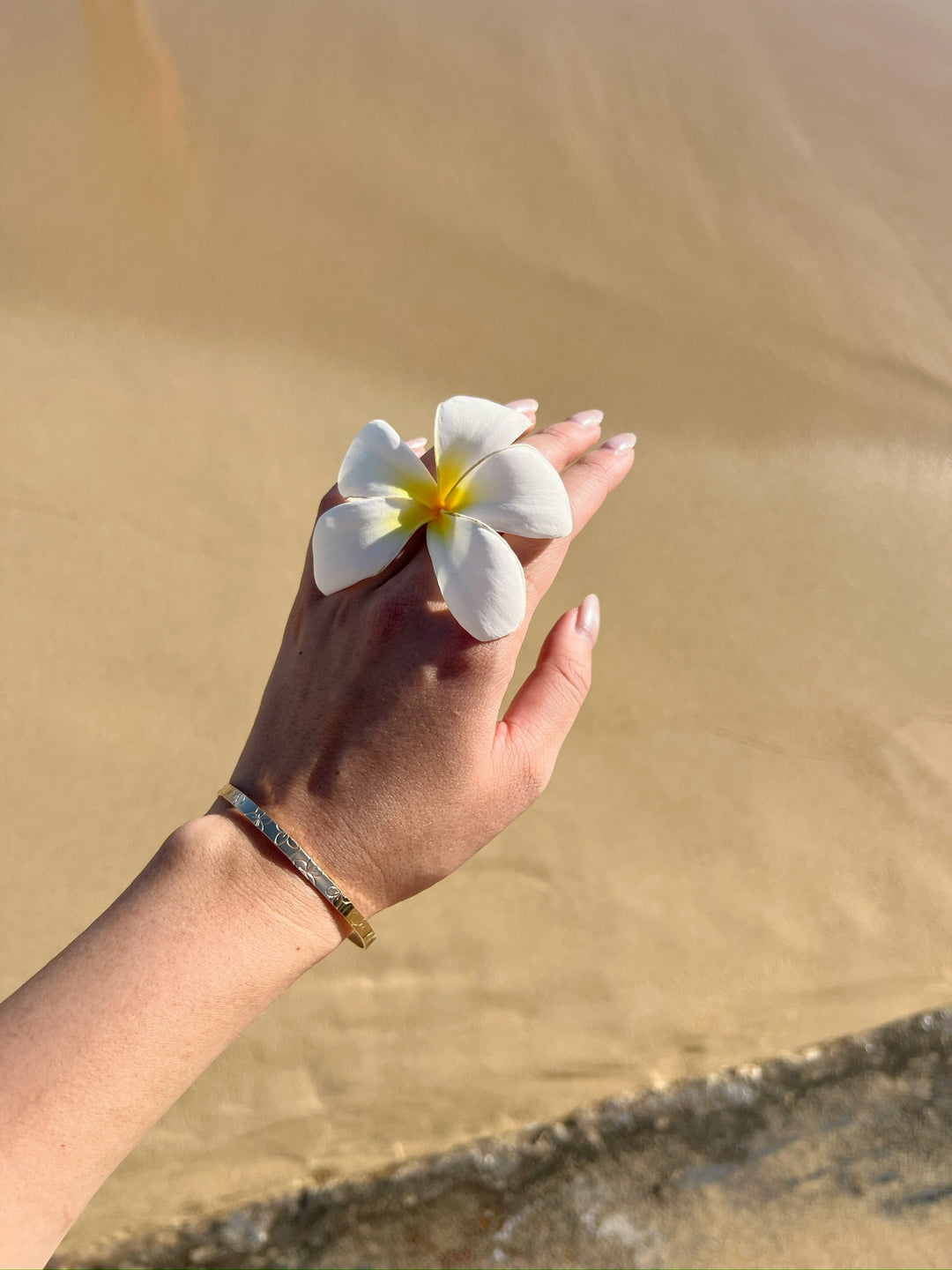 Plumeria Stamped Bangle