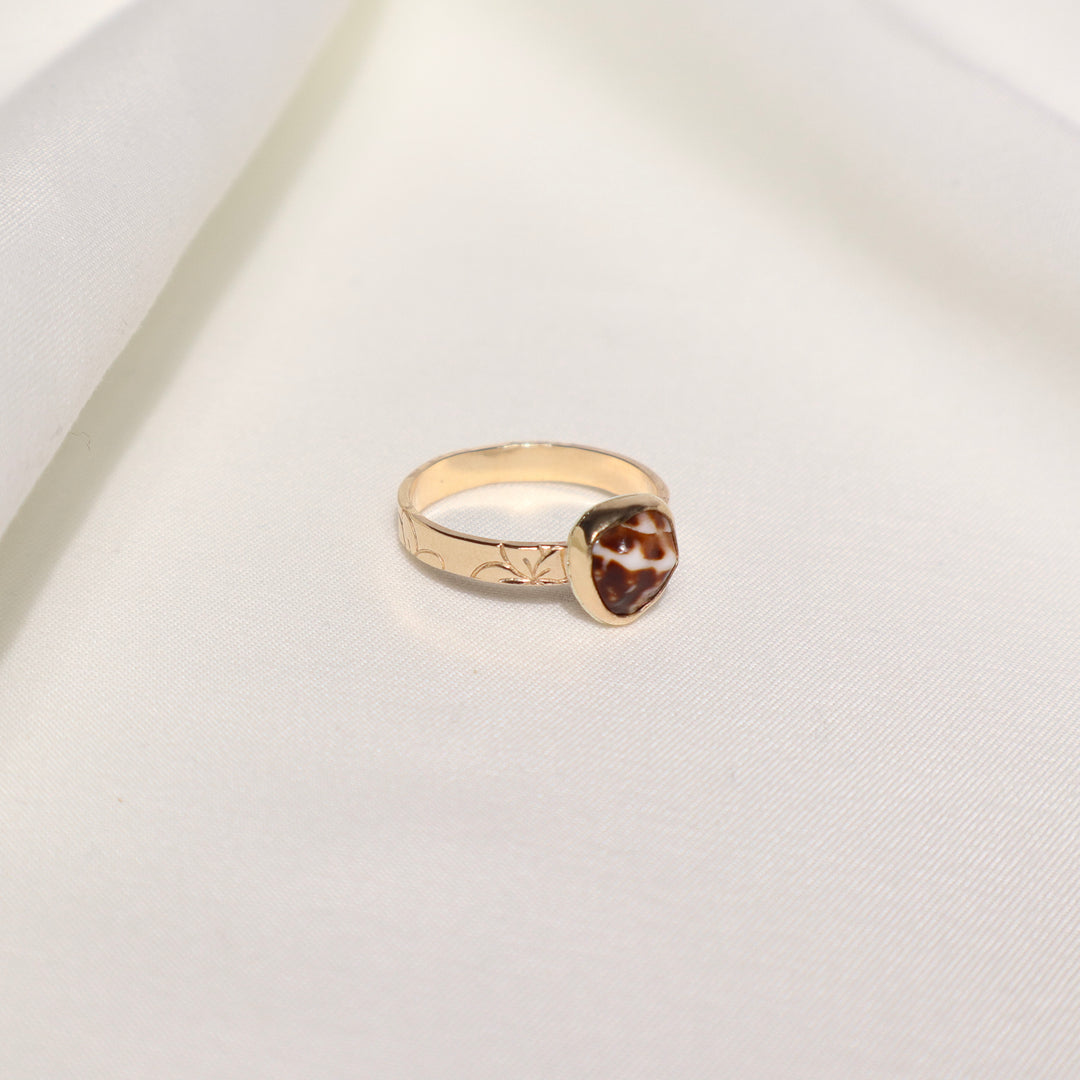 Shell Plumeria Ring - Size 8.5
