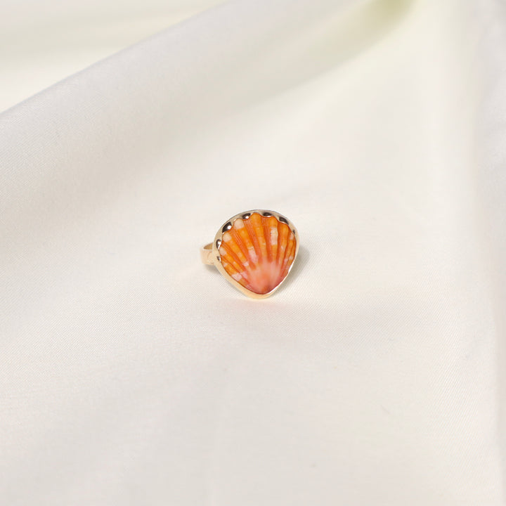 Sunrise Shell Plumeria Ring - Size 8