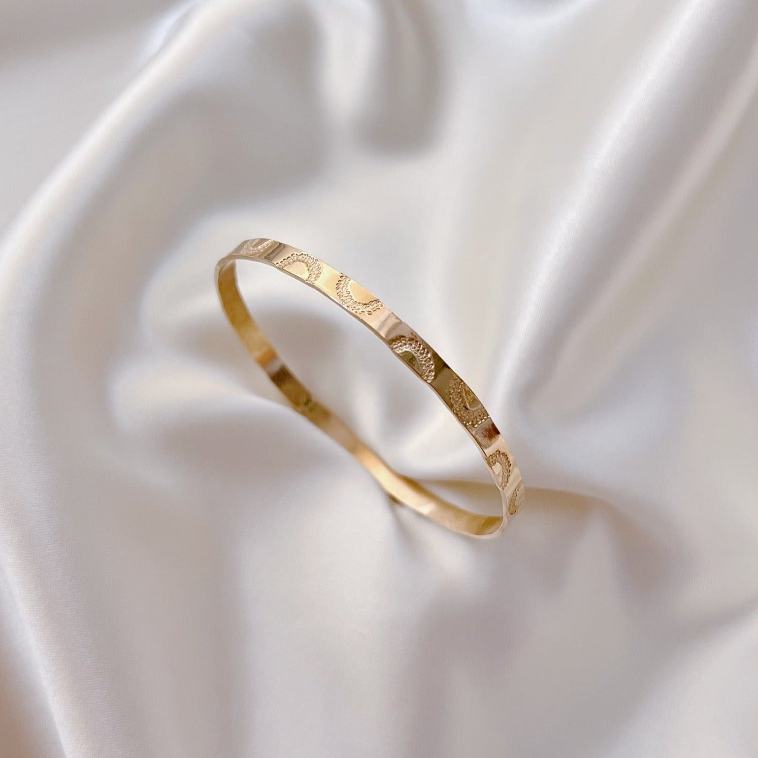 Puakenikeni Lei Stamped Bangle: Made to Order – Shop Keiko