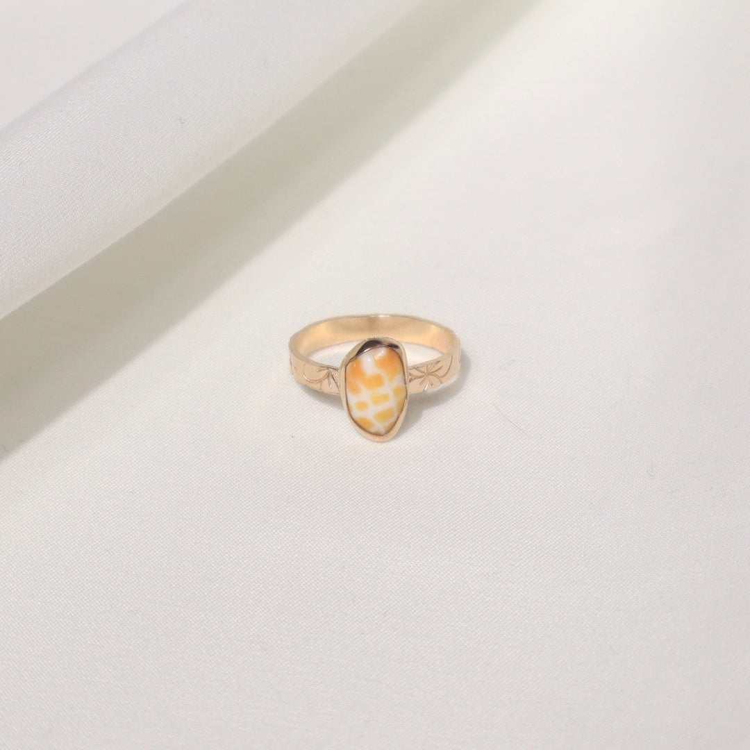 Shell Plumeria Ring - Size 8.5