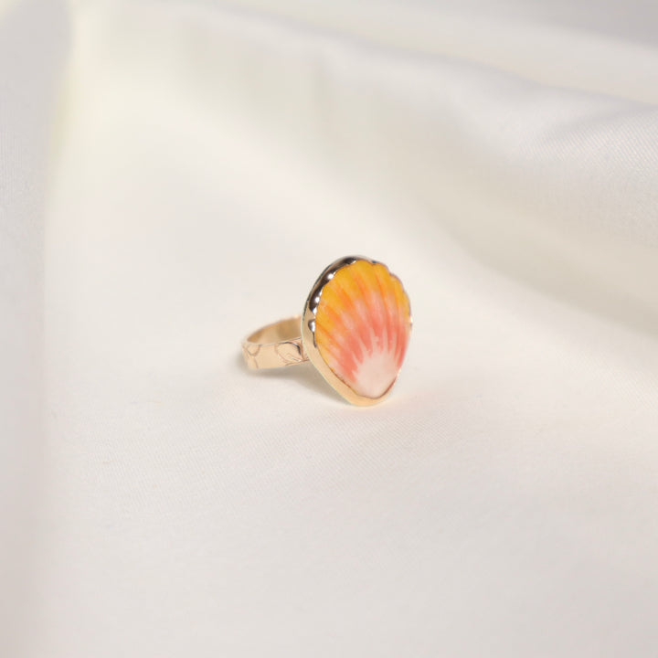 Sunrise Shell Plumeria Ring - Size 5