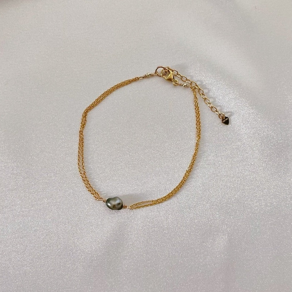 Double-Stranded Keshi Bracelet