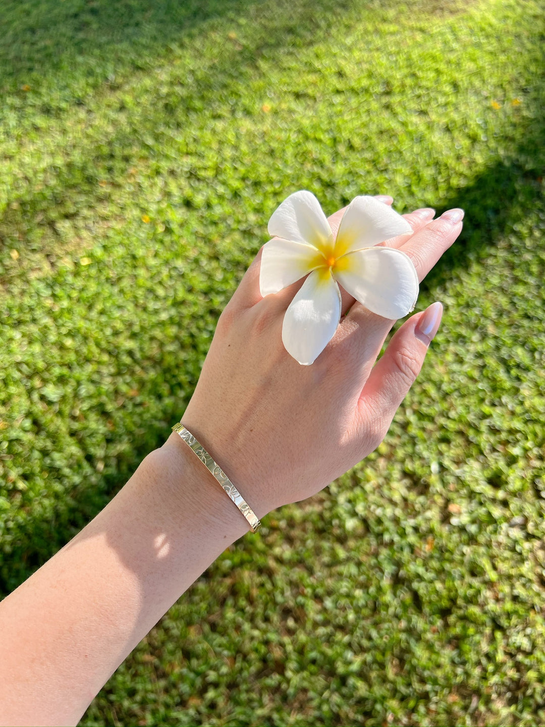 Plumeria Stamped Bangle