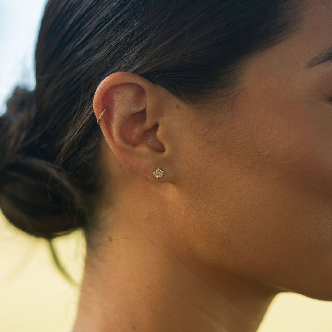 14k Hibiscus Studs: Ready To Ship
