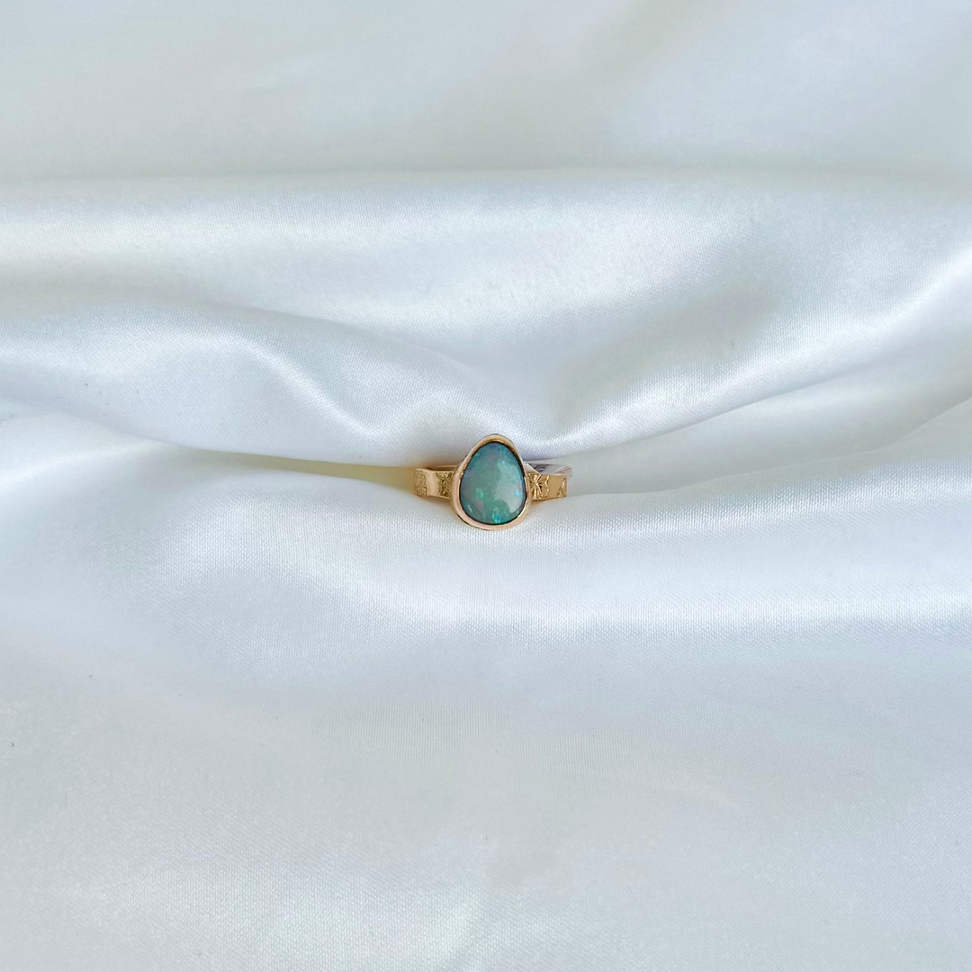 Australian Opal Doublet Ring 6.5 (Hibiscus)