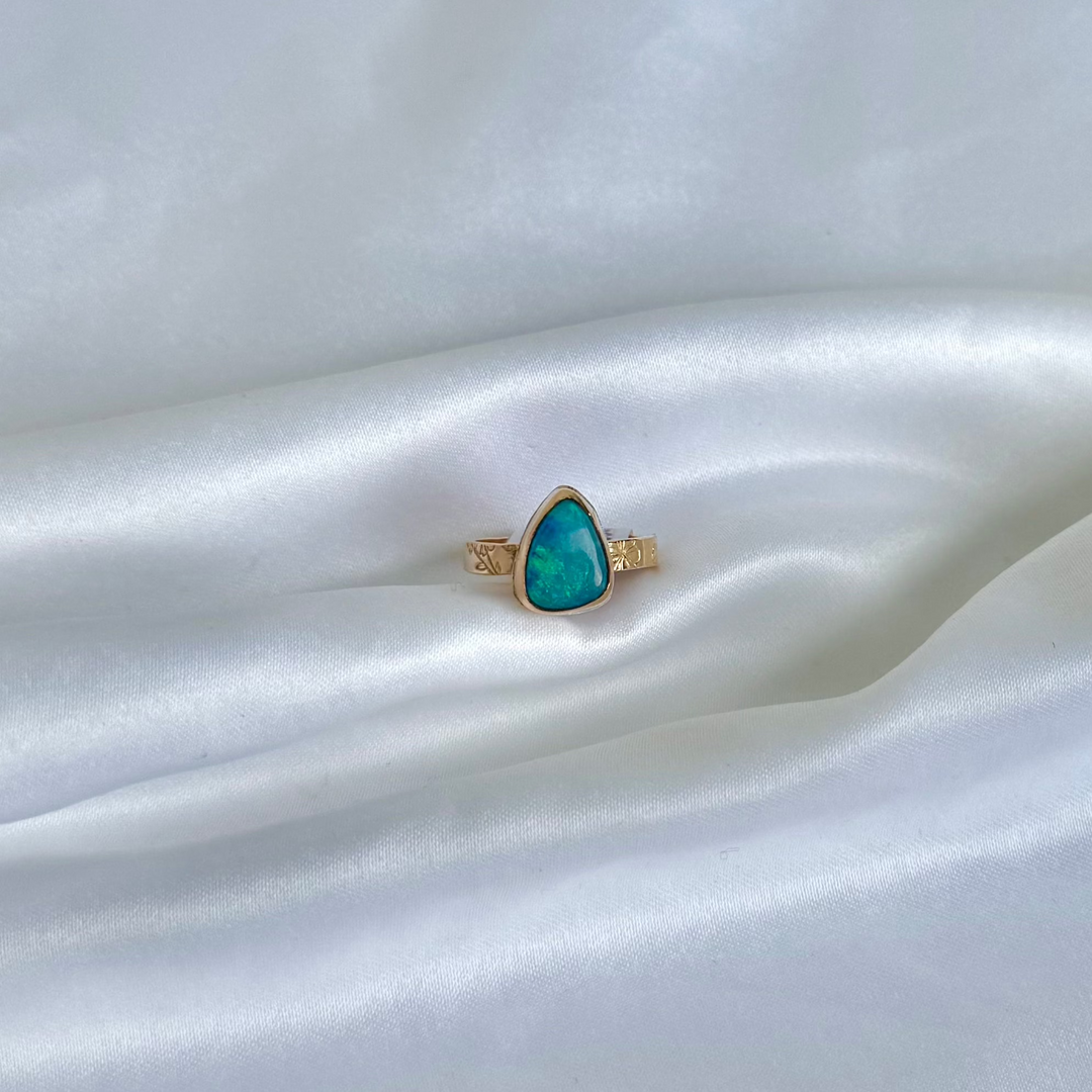 Australian Opal Doublet Ring 7 (Hibiscus)