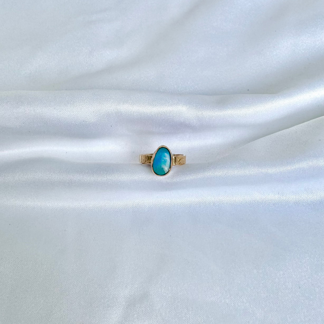 Australian Opal Doublet Ring 4.25 (Plumeria)