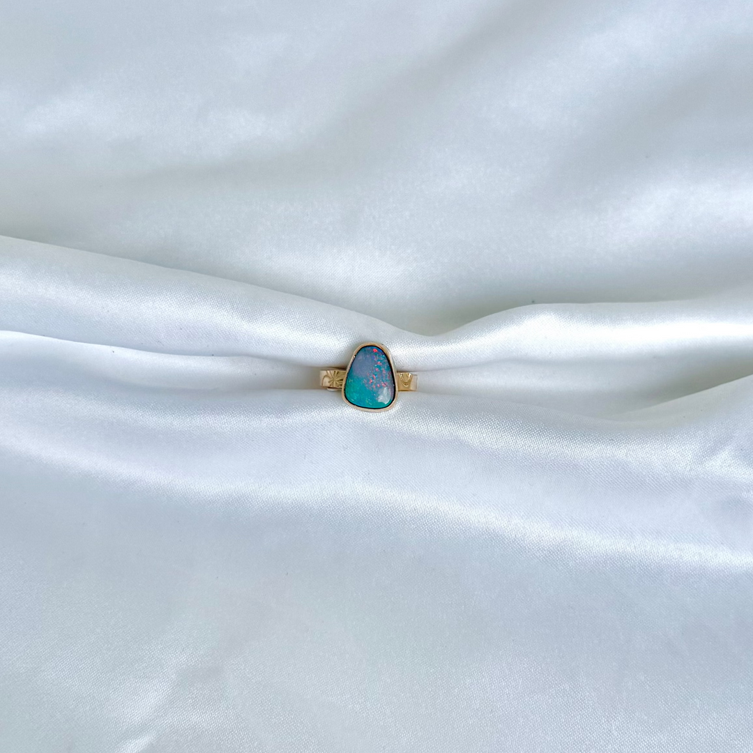 Australian Opal Doublet Ring 5 (Plumeria)