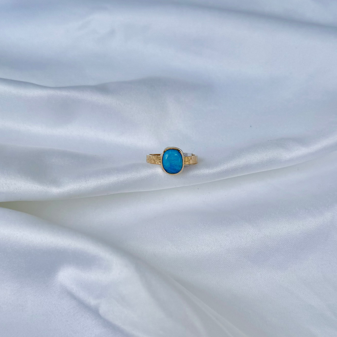 Australian Opal Doublet Ring 7 (Plumeria)