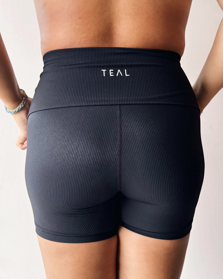 Fold Over 4" Shorts in Black - Active By Teal