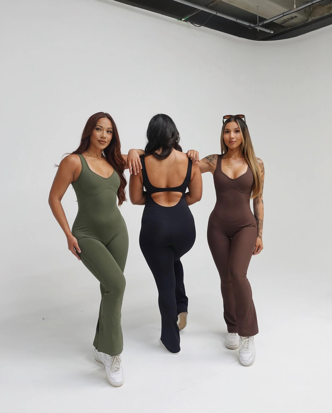Ribbed Aura Flare Jumpsuit in Mocha - Active By Teal