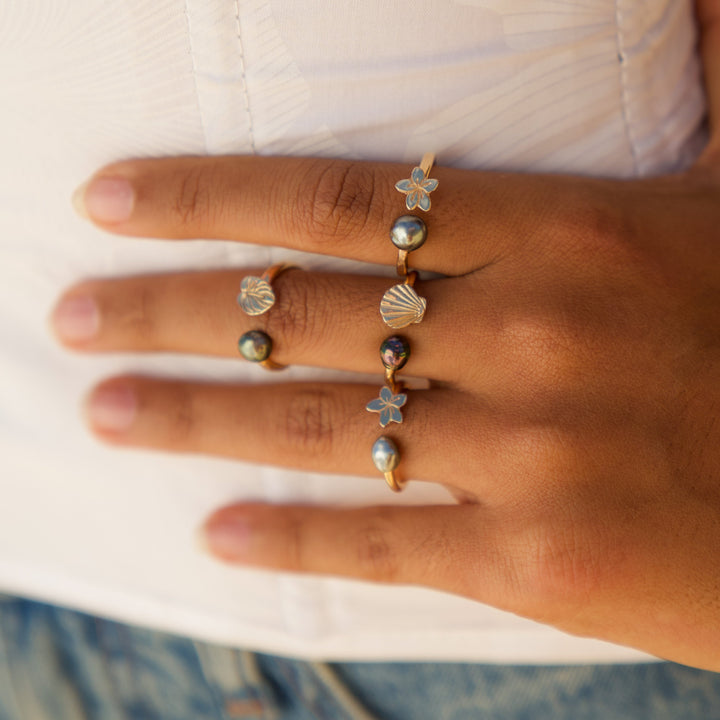 Plumeria Tahitian Cuff Ring
