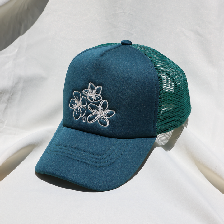 Embroidered Plumeria Trucker Hat - Shop Keiko x Tai Swim Anni Collab