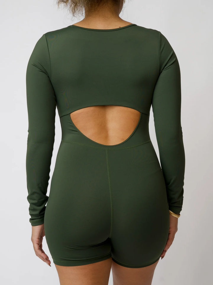 Aura Long Sleeve Jumpsuit in Olive Butter- Active by Teal