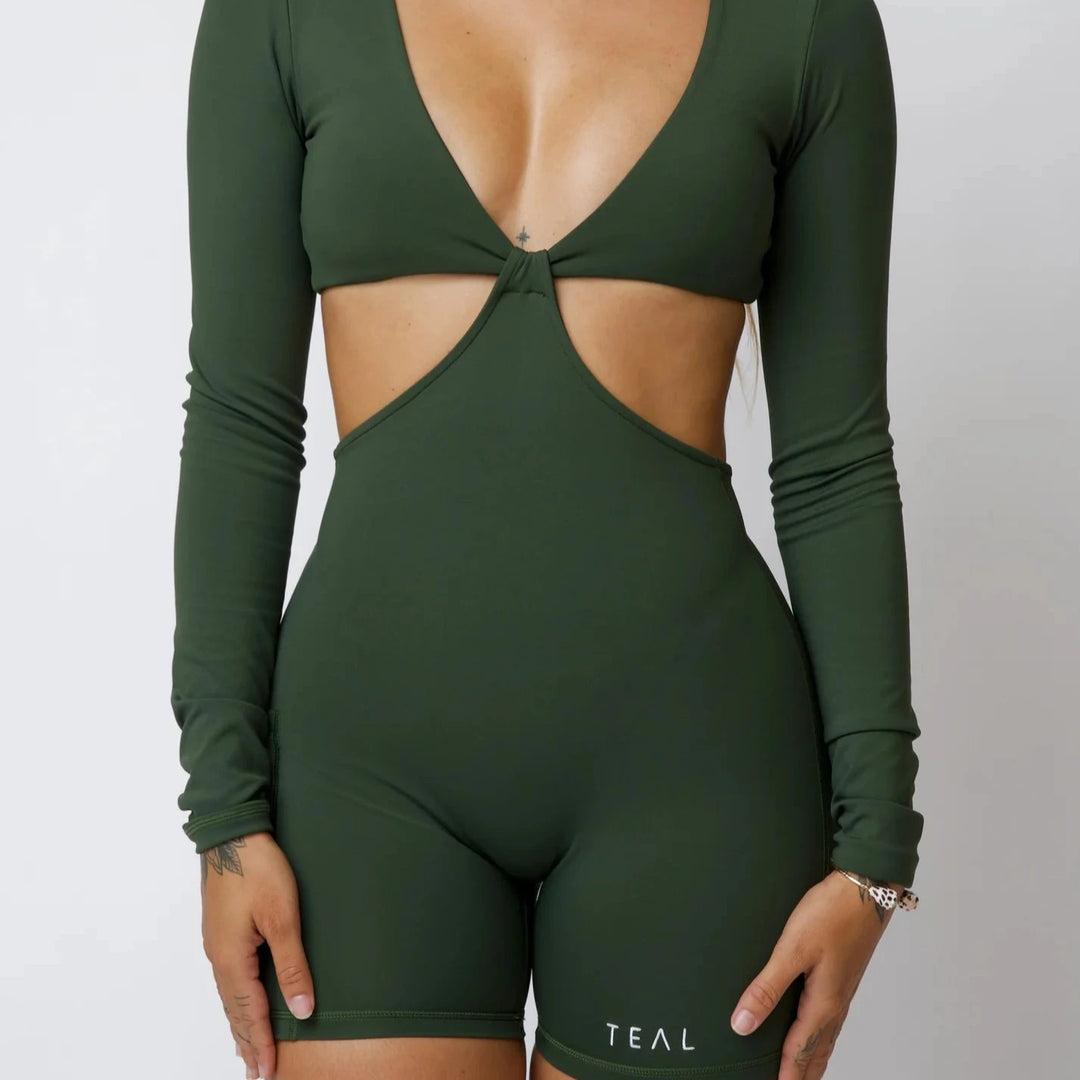 Tiyana Long Sleeve Jumpsuit in Olive Butter- Active by Teal