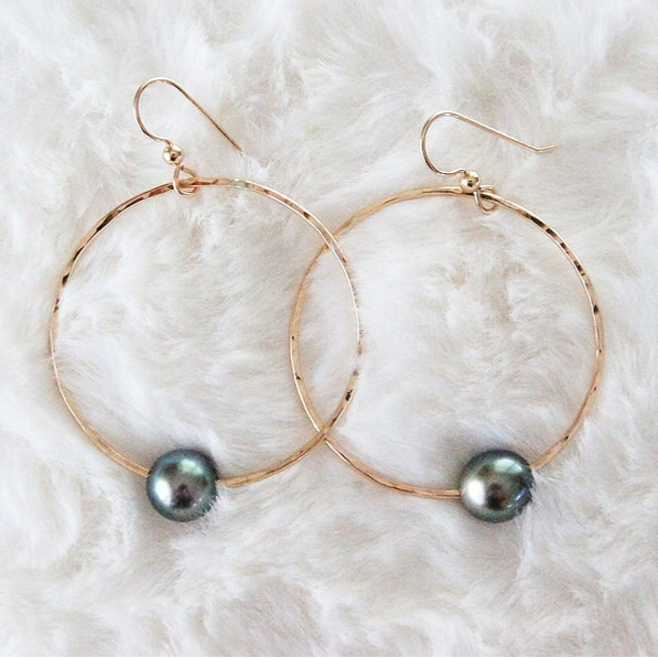 Tahitian Pearl Hoops