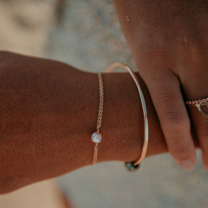 Edison Double Stranded Keshi Bracelet